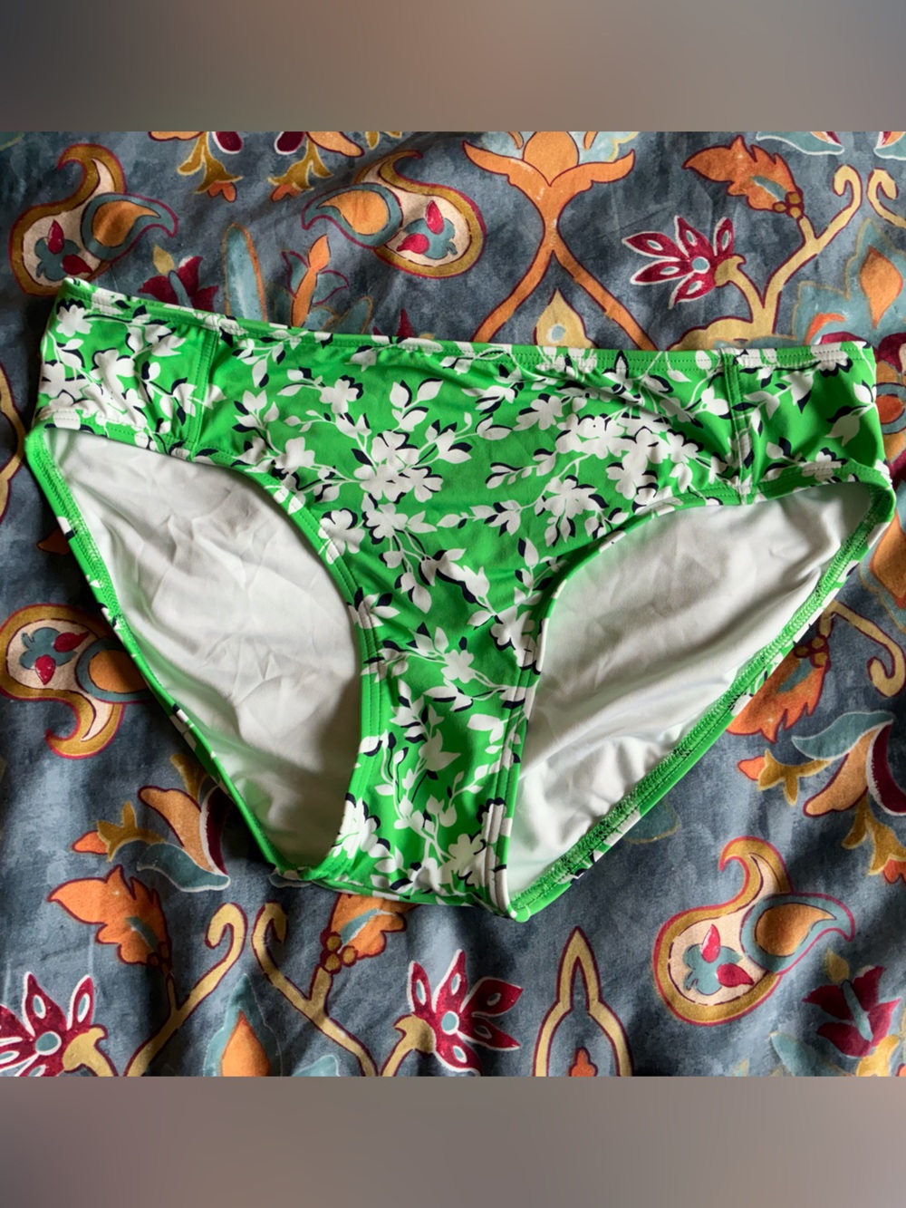 Draper James Green and White Floral Bikini Bottoms